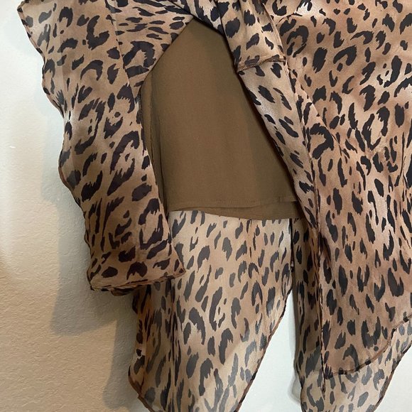 Chico's Silk Boho Leopard Animal Print Handkerchief Hemline Midi Skirt - Picture 9 of 9